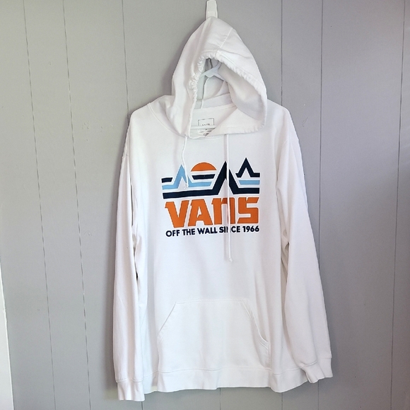 Vans Mens Hooded Sweatshirt XXL White Long Sleeve Pull Over - Picture 1 of 3
